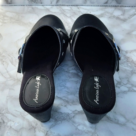 VTG American Eagle Studded Chunky Heeled Slip-on Moto Platform Mules Clogs (7.5) - Picture 5 of 12